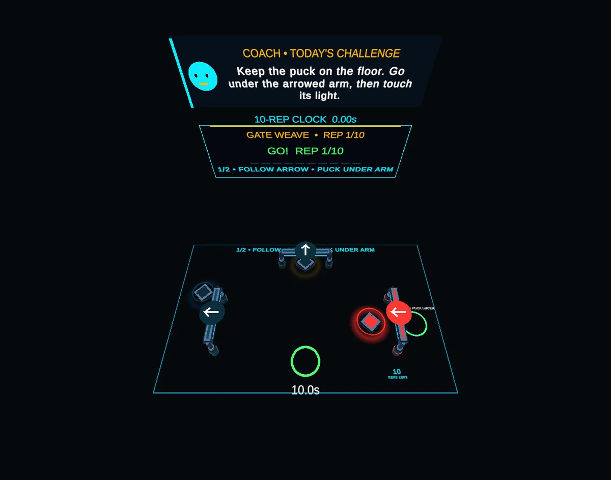 Puck Arcade Unity development preview: Gate Weave · Neon Gate Flow